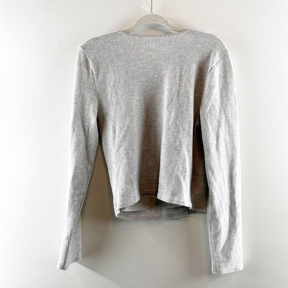 Aerie Gray Long Sleeve Wrap Top - Picture 7 of 9